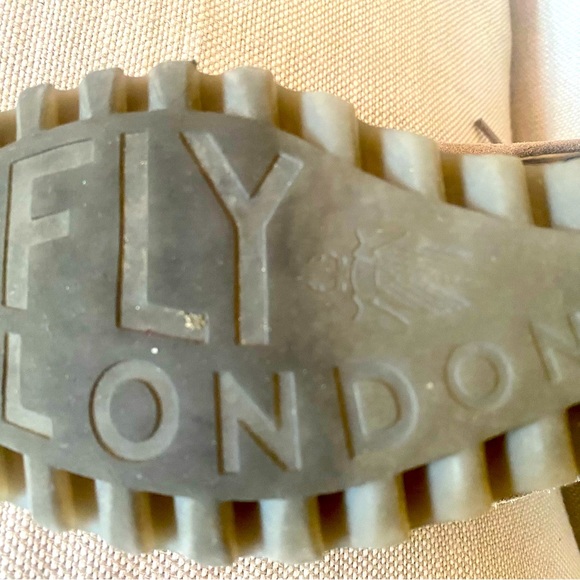 Fly London Suede Peep-Toed Booties with Wedge Heel and Tie Backs - Picture 6 of 8